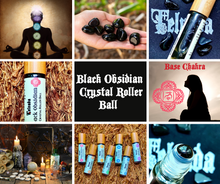 Black Obsidian Crystal Roller Ball 黒曜石 แบล็ค ออบซิเดียน โรลเลอร์บอล